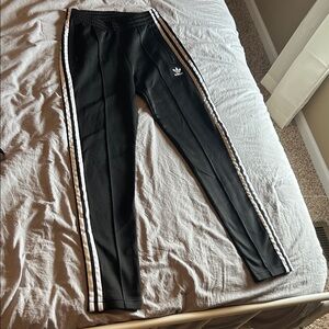 Adidas Womens Black Training Pants with White Stripes